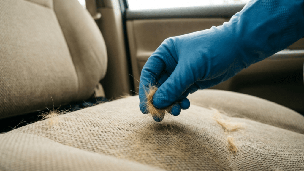 pet hair removal from fabric car seats by hand